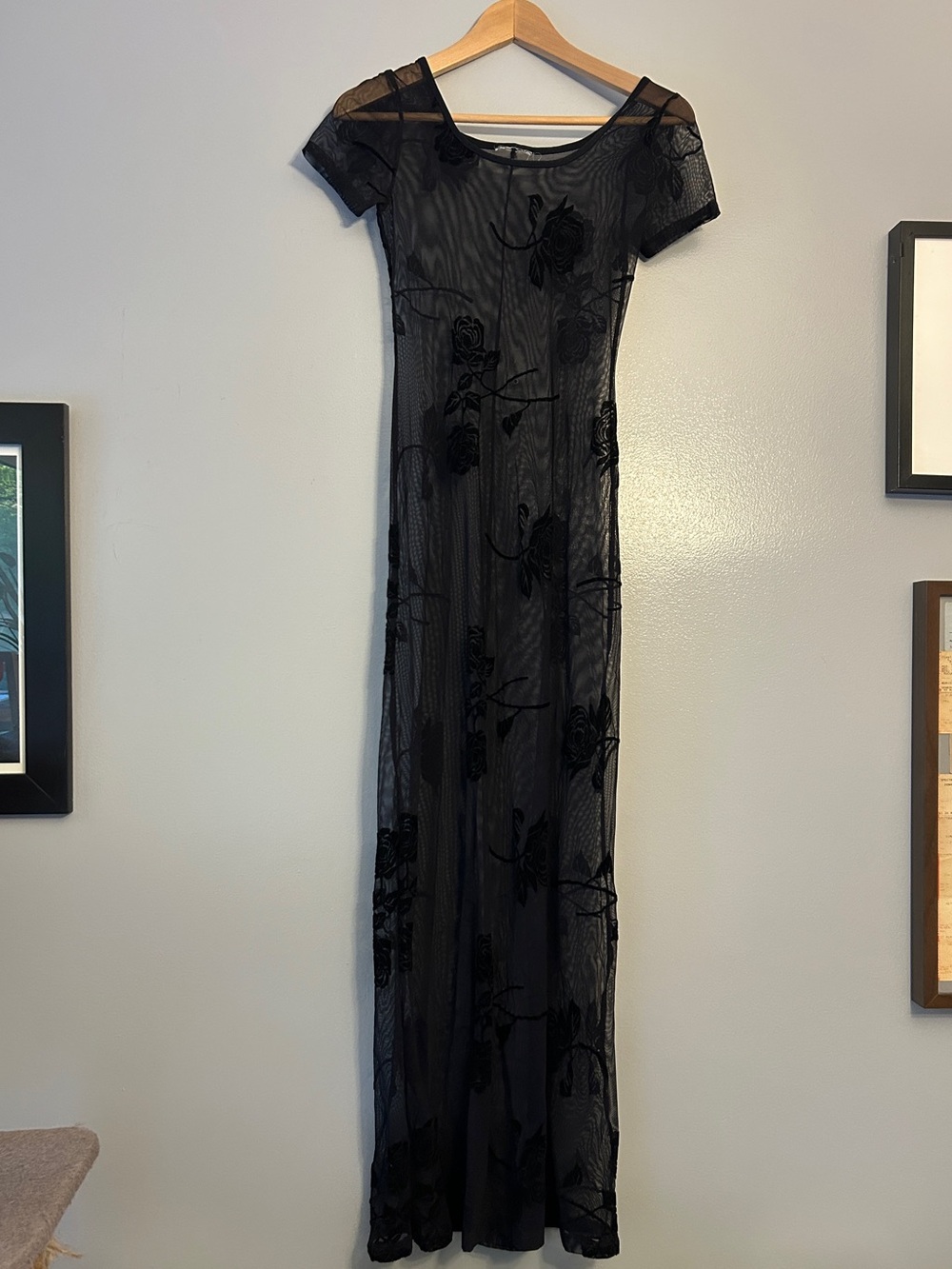Sheer Black Floral Maxi Dress